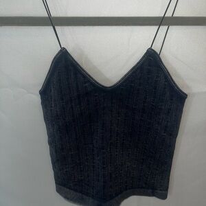 Nikibiki Blue Ribbed Crop Camisole
